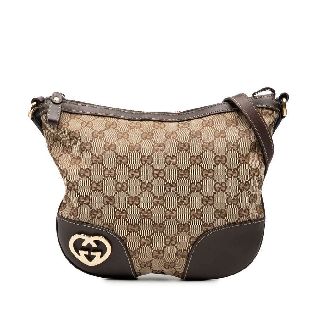 Gucci GG Canvas Lovely Crossbody Brown Canvas Good - Front View