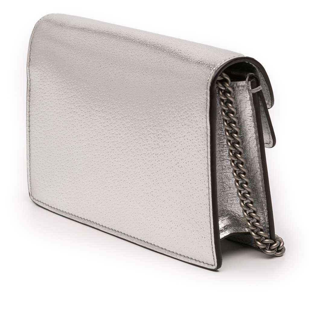 Gucci Mini Leather Dionysus Crossbody Silver Leather Good condition - Back View