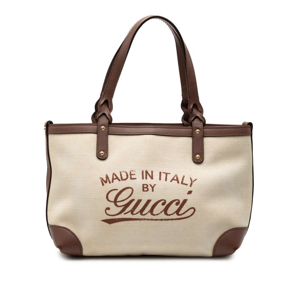 Gucci Small Canvas Logo Craft Tote Brown Canvas Very good - Front View