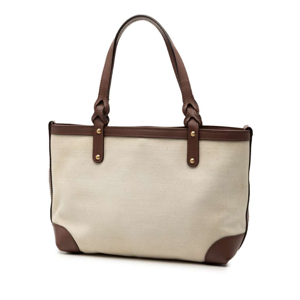 Gucci Small Canvas Logo Craft Tote Brown Canvas Very good - Back View