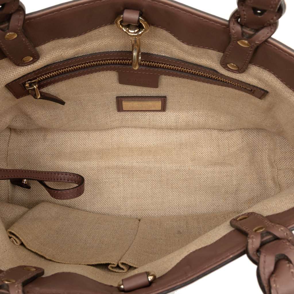 Gucci Small Canvas Logo Craft Tote Brown Canvas Very good - Model View