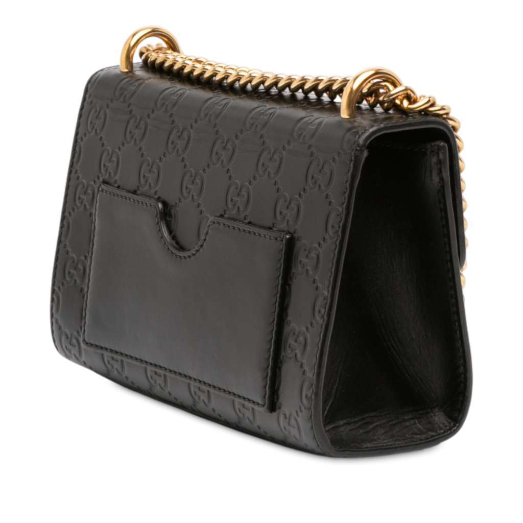 Gucci Small Guccissima Padlock Crossbody Black Leather Very good - Back View