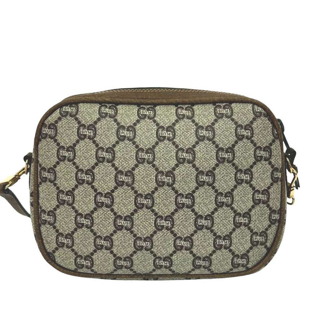 Gucci GG Supreme Plus Crossbody Brown Canvas Good - Back View