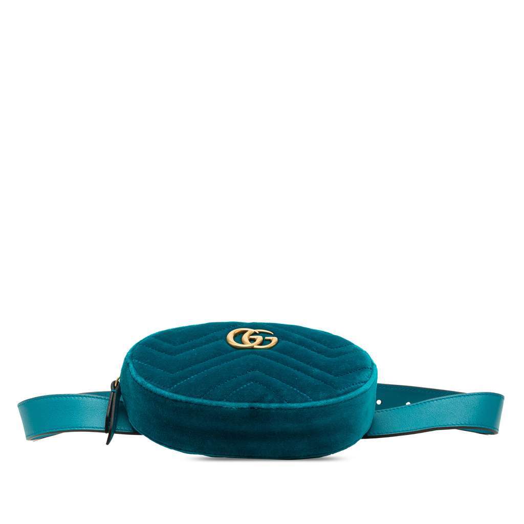 Gucci GG Marmont Velvet Matelasse Belt Bag Blue Velvet Very good - Inside View