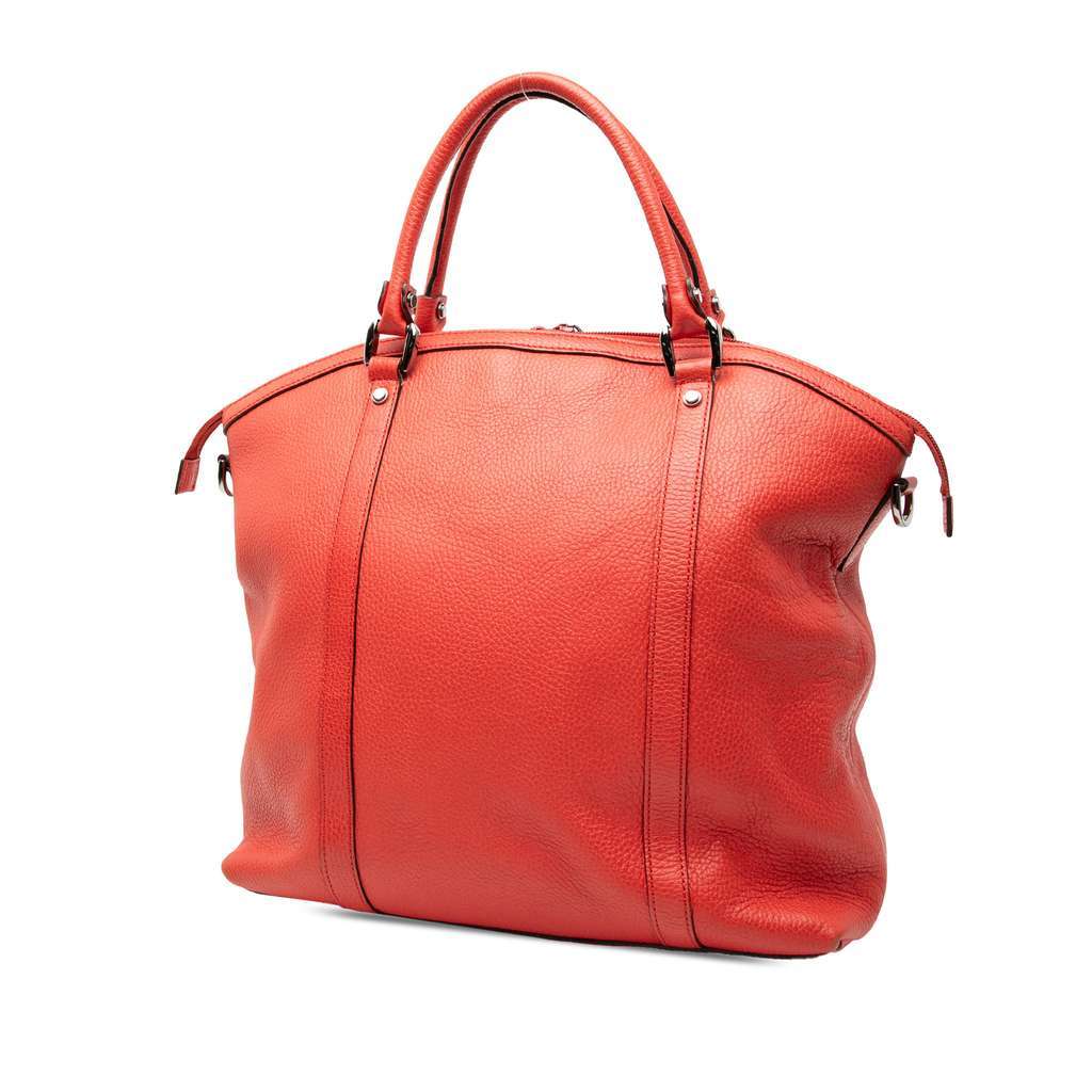 Gucci Large Leather GG Charm Dome Satchel Red Leather Very good - Back View