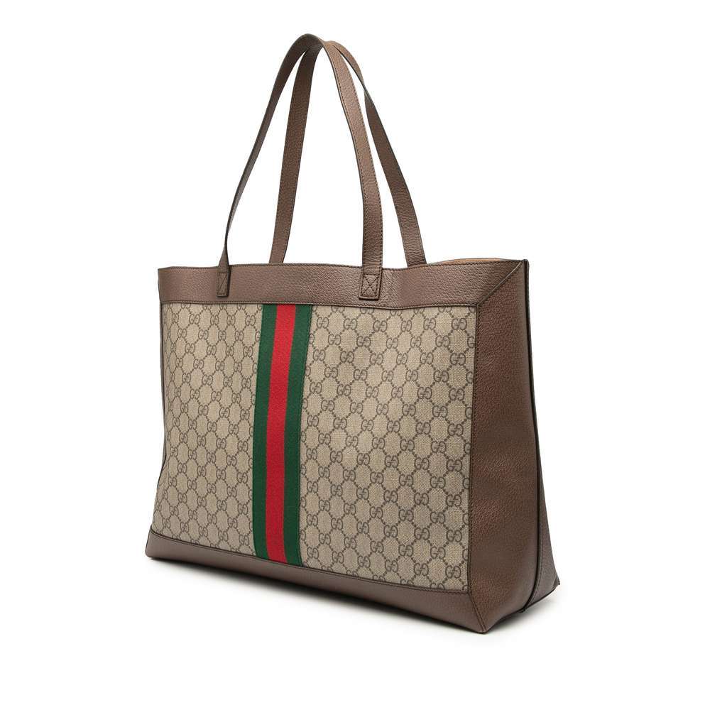 Gucci GG Supreme Ophidia Tote Brown Canvas Good - Back View
