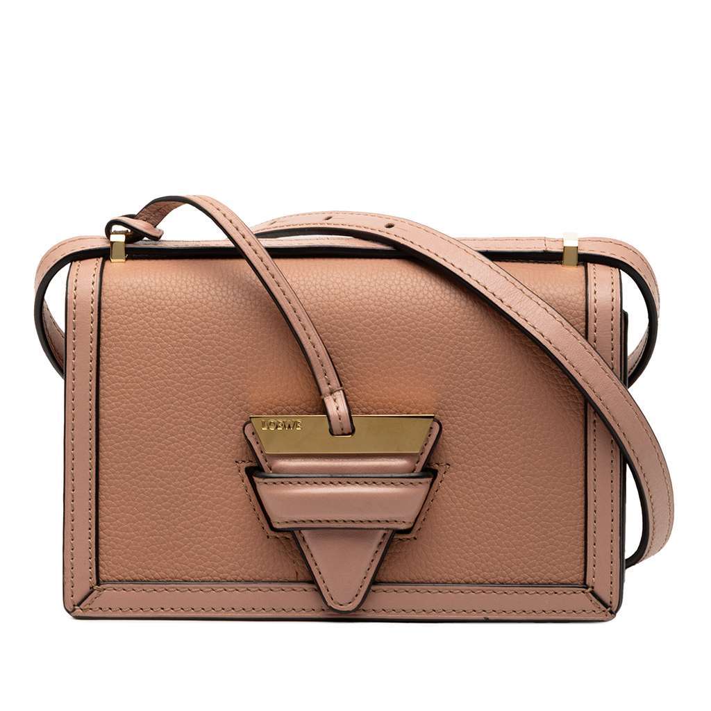 Loewe Mini Grained Calfskin Barcelona Crossbody Brown Leather Very good - Front View