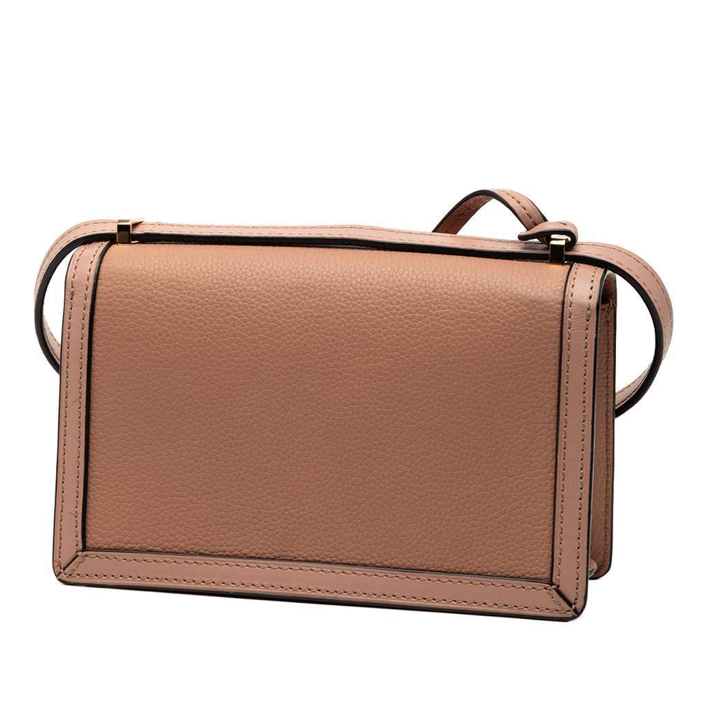 Loewe Mini Grained Calfskin Barcelona Crossbody Brown Leather Very good - Back View