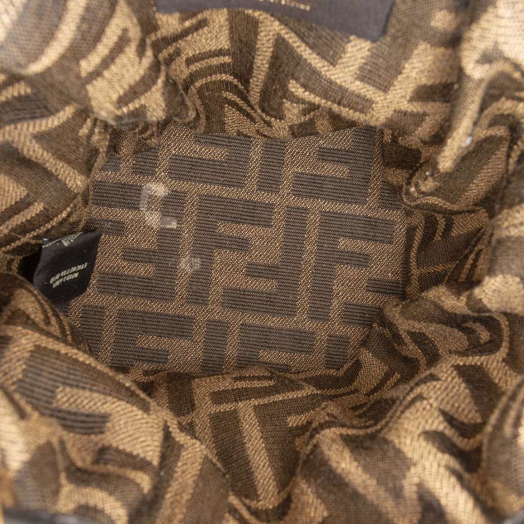 Fendi Mini Quilted Silk FF 1974 Mon Tresor Bucket Bag Brown Silk Very good - Model View