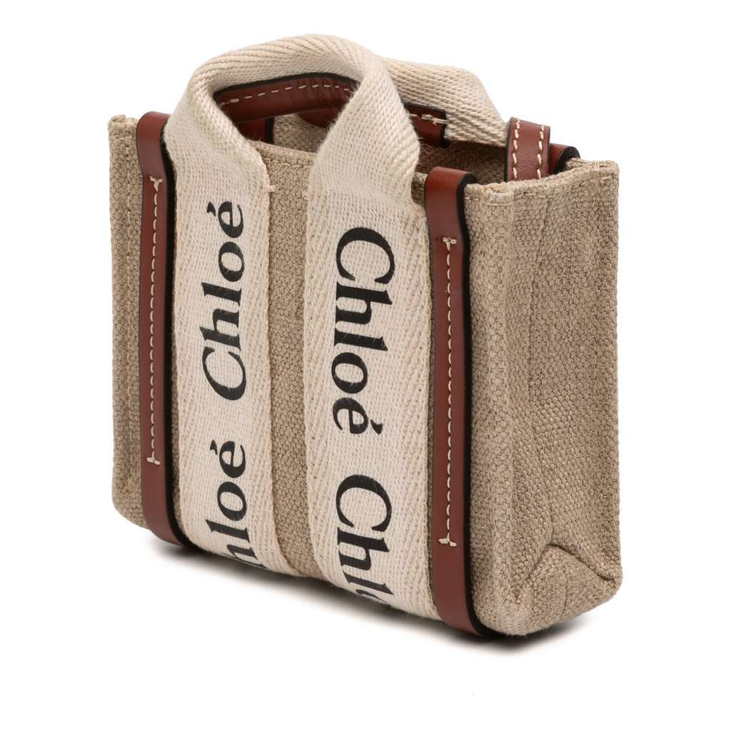 Chloé Nano Canvas Woody Satchel Brown Canvas Very good condition - Back View