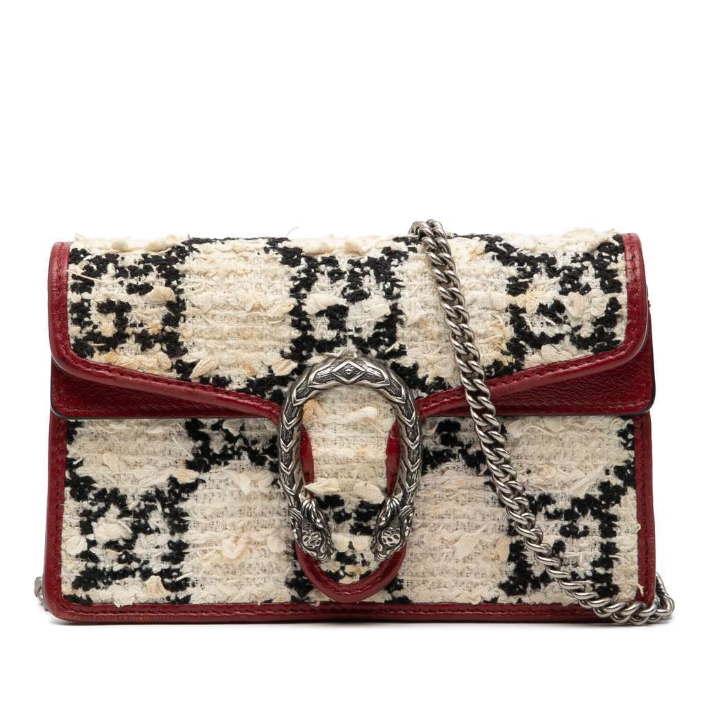 Gucci Mini GG Tweed Dionysus Crossbody White Tweed Very good condition - Front View
