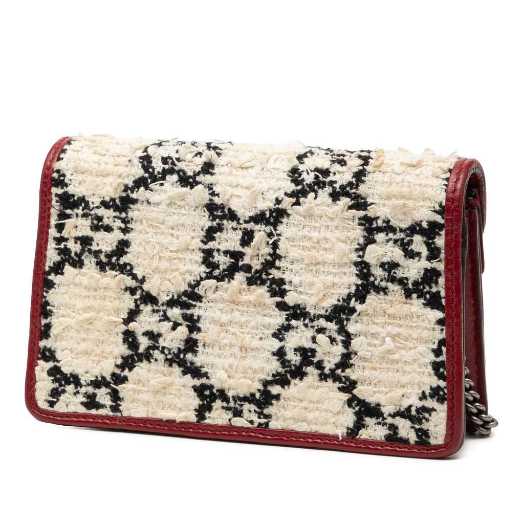 Gucci Mini GG Tweed Dionysus Crossbody White Tweed Very good condition - Back View
