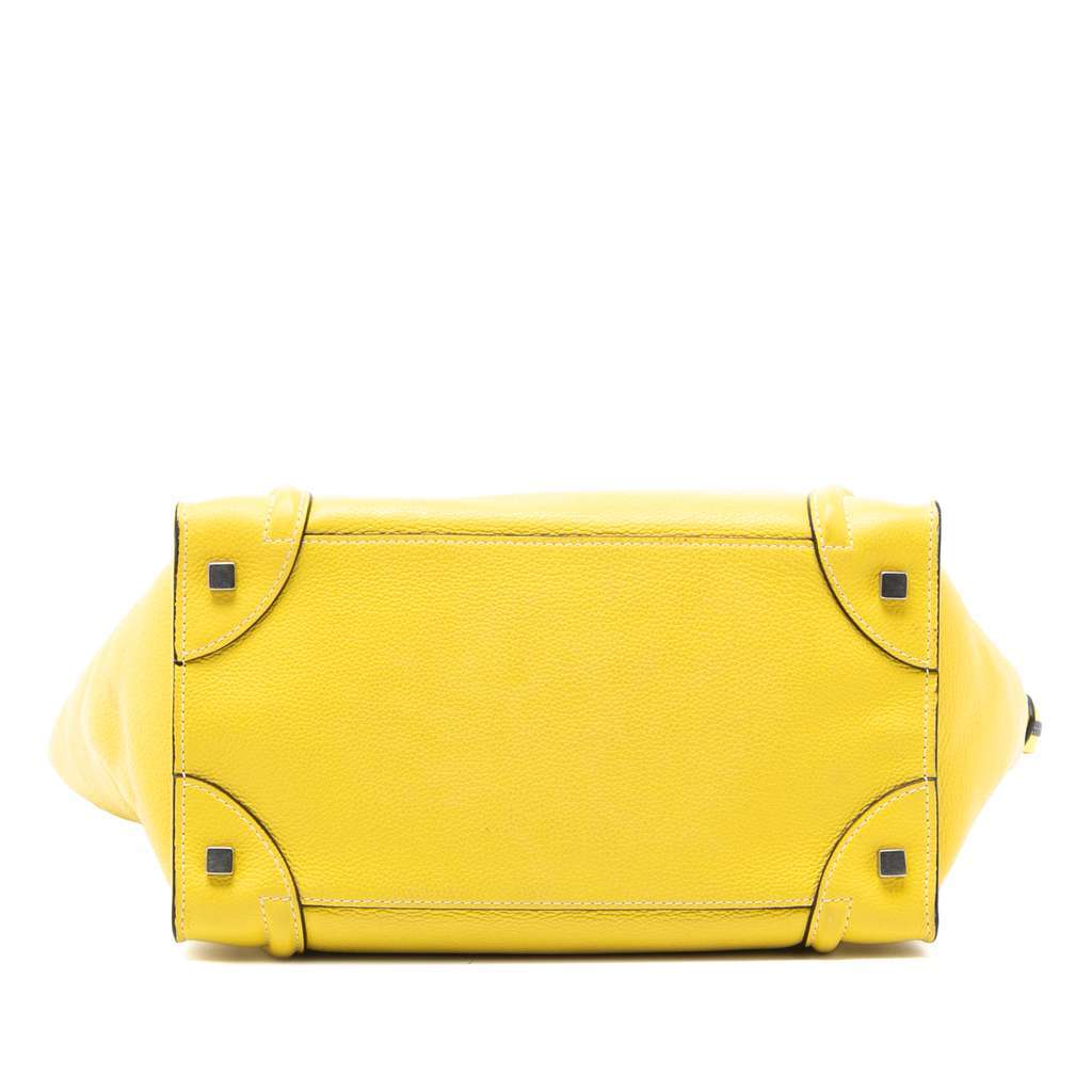 Celine Mini Calfskin Luggage Tote Yellow Leather Good - Inside View