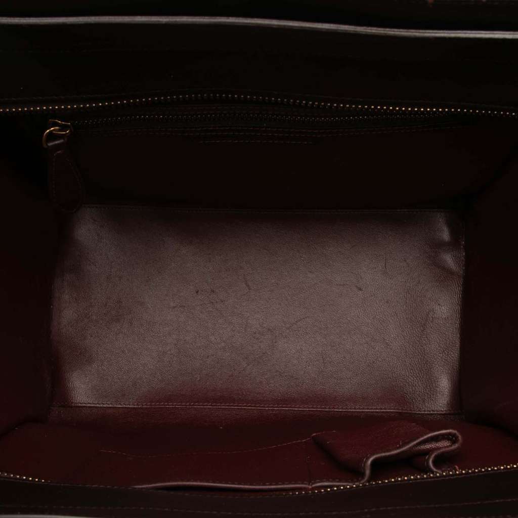 Celine Mini Tricolor Leather Luggage Tote Red Leather Good - Model View