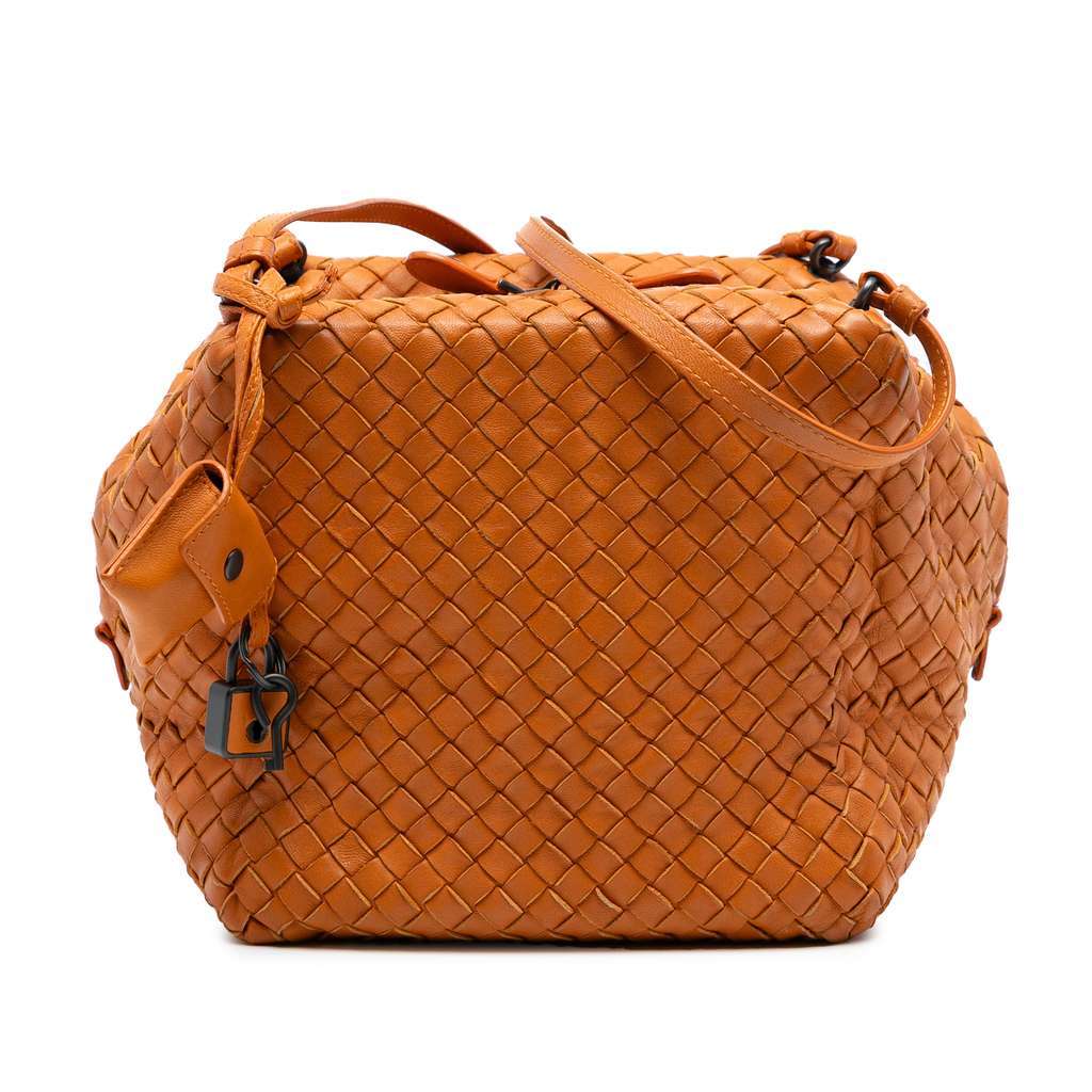 Bottega Veneta Nappa Intrecciato Cube Crossbody Orange Leather Very good - Front View