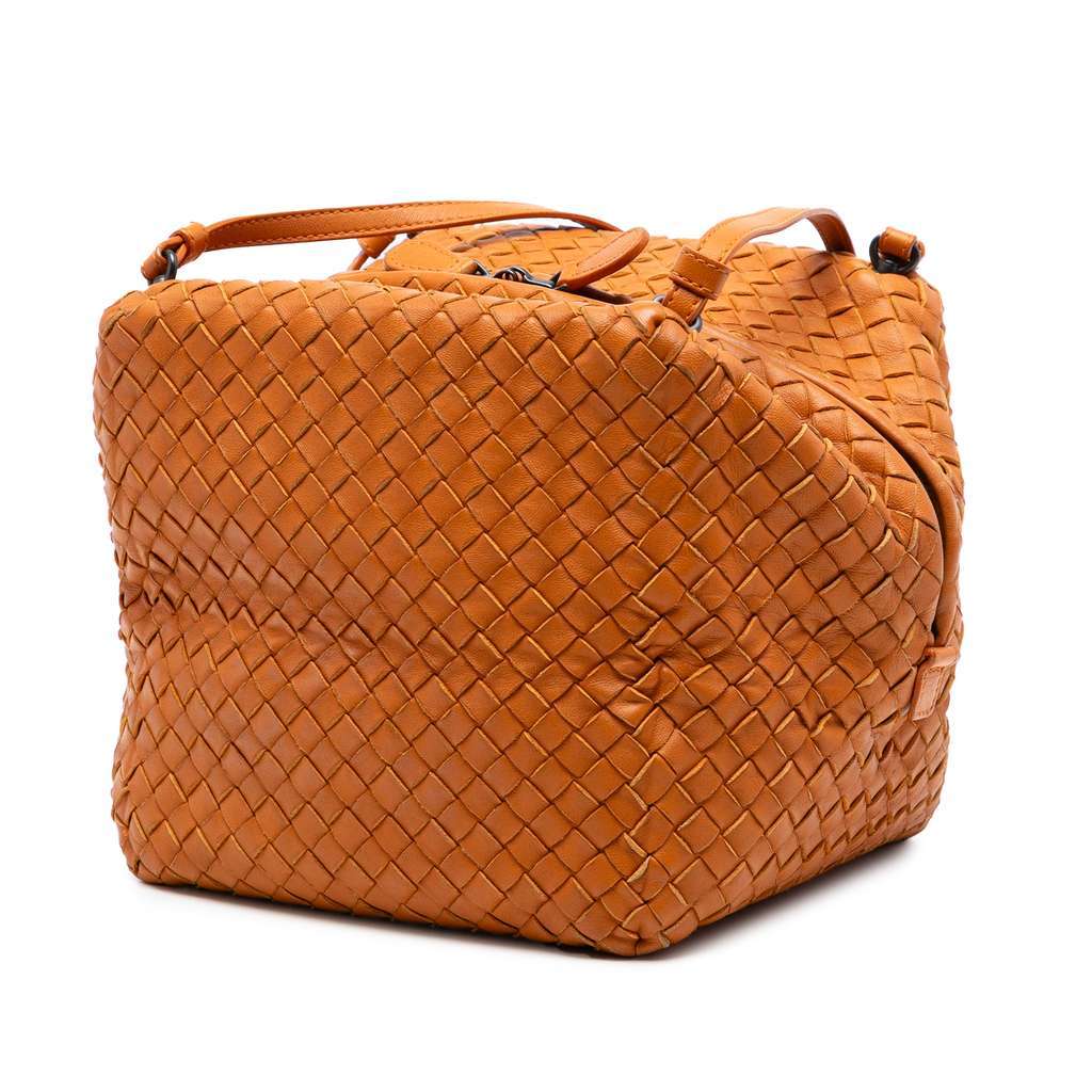 Bottega Veneta Nappa Intrecciato Cube Crossbody Orange Leather Very good - Back View