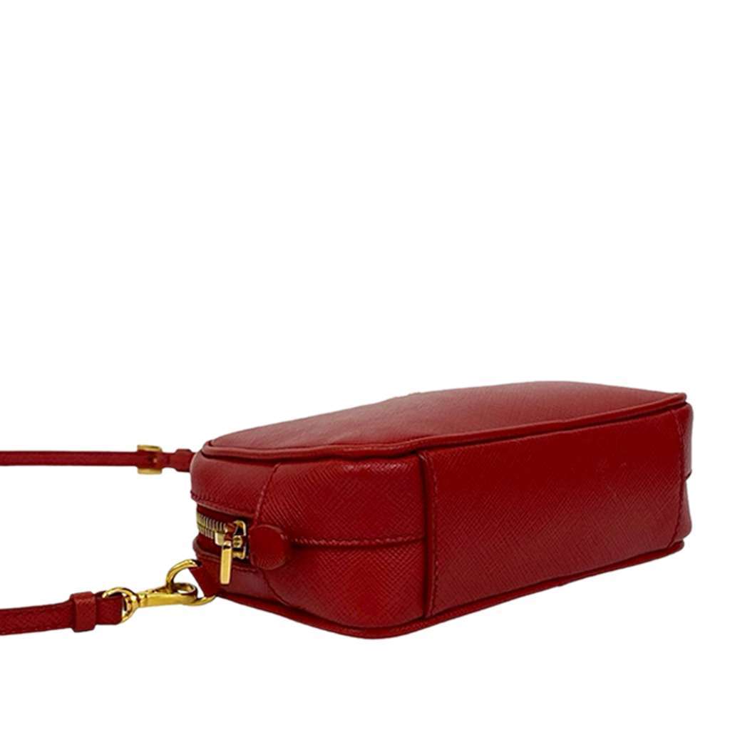 Prada Mini Saffiano Camera Bag Red Leather Very good condition - Back View