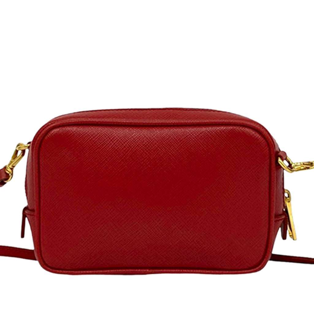 Prada Mini Saffiano Camera Bag Red Leather Very good condition - Model View
