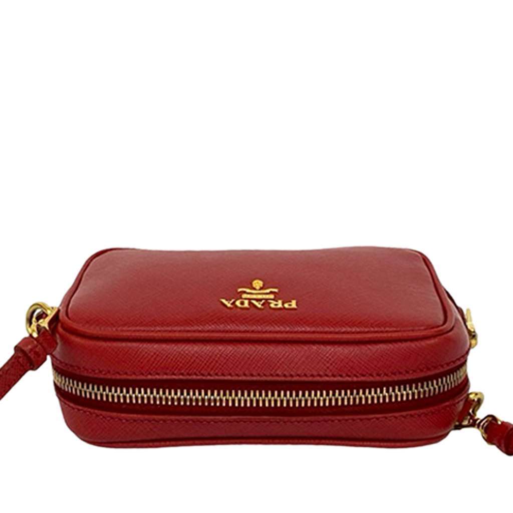 Prada Mini Saffiano Camera Bag Red Leather Very good condition - Box View
