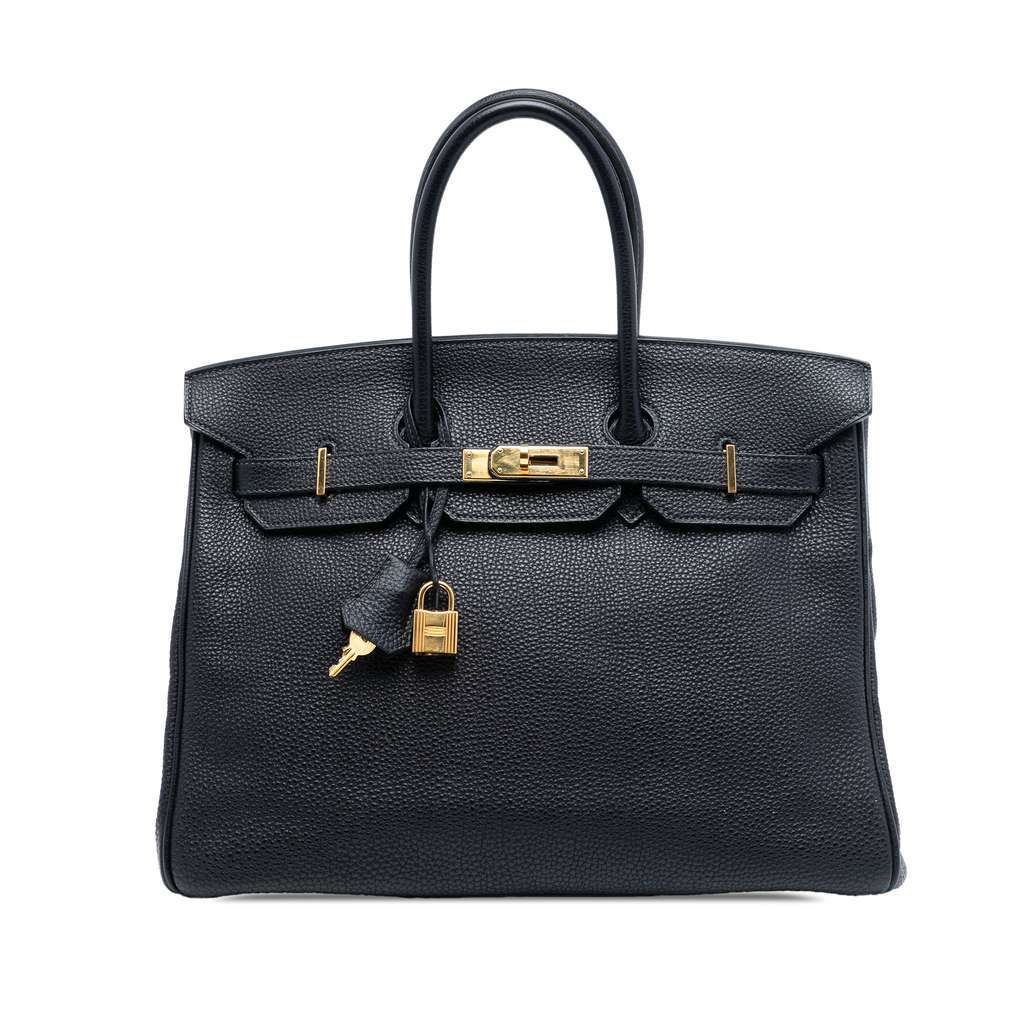 Hermès Togo Birkin Retourne 35 Blue Leather Good condition - Front View