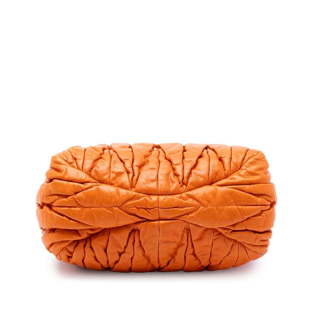 Miu Miu Matelasse Lambskin Coffer Satchel Orange Leather Very good condition - Inside View