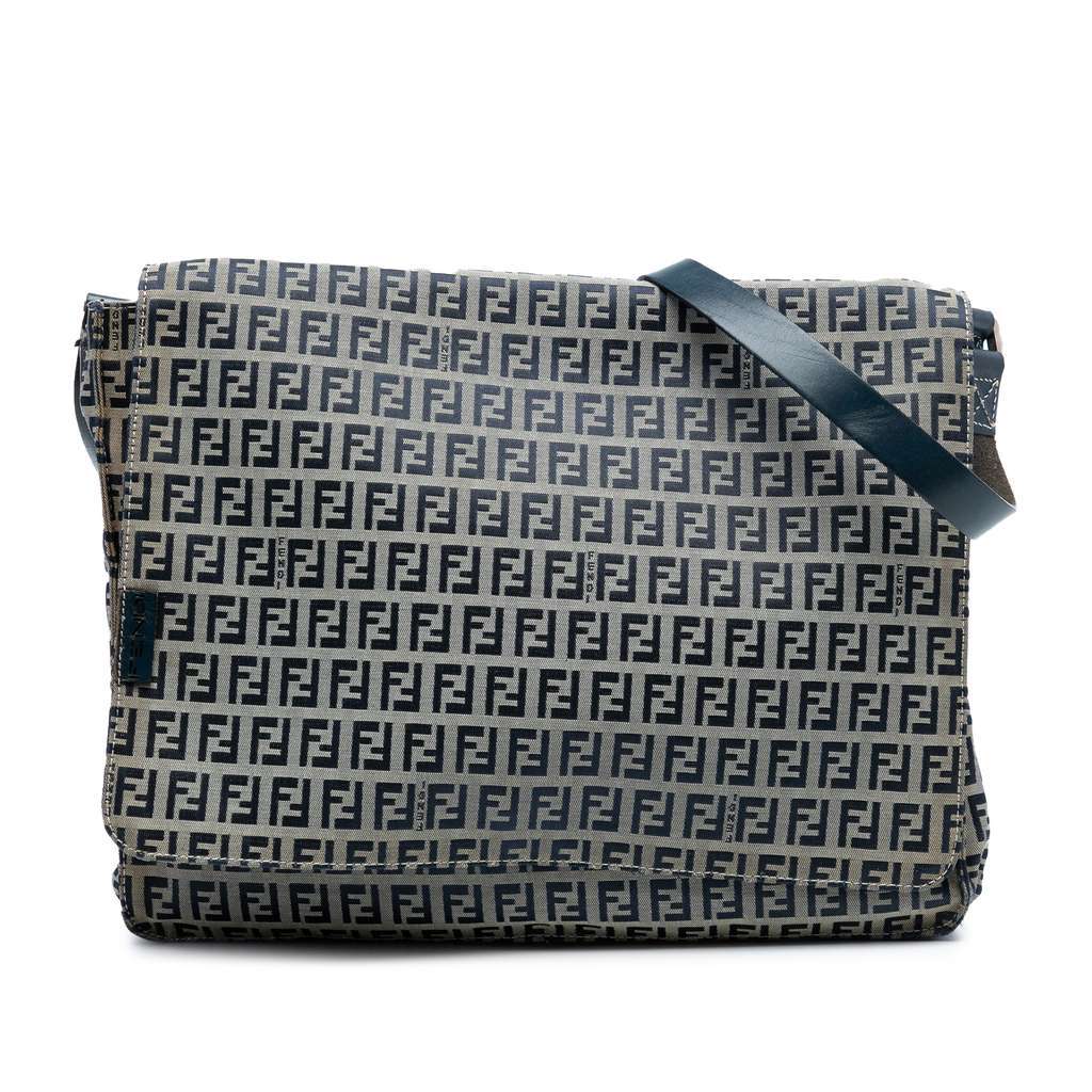 Fendi Zucchino Canvas Crossbody Grey Canvas Very good - Front View