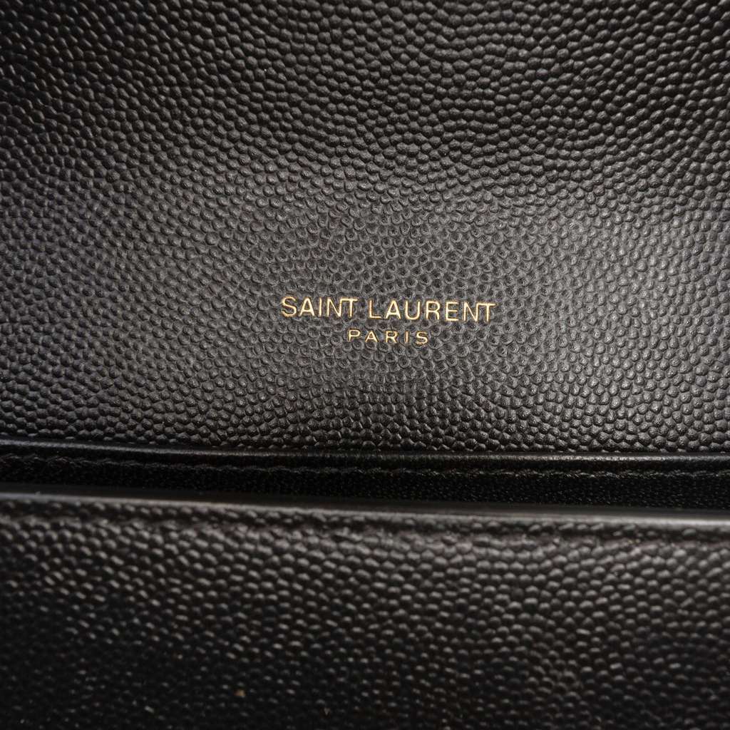 Saint Laurent Grain De Poudre Monogram Cassandra Chain Wallet Black Leather Very good - Box View
