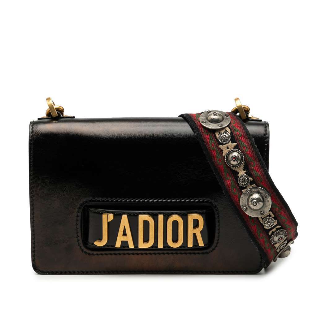 Dior Leather JAdior Chain Flap Black Leather Very good - Front View