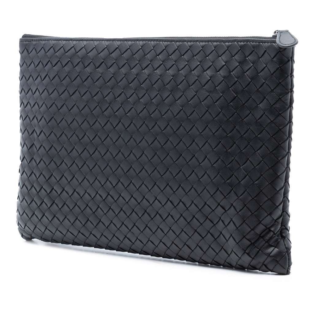 Bottega Veneta Nappa Intrecciato Clutch Black Leather Good - Back View