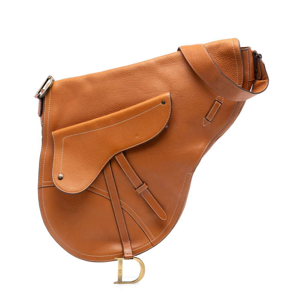 Dior Leather Baudrier Saddle Bag Brown Leather Very good condition - Front View