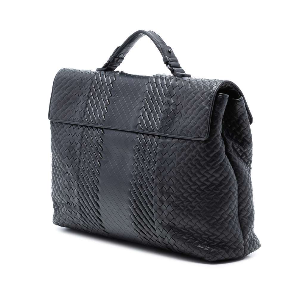 Bottega Veneta Nappa Intreccio Imperatore Business Bag Brown Leather Good - Back View