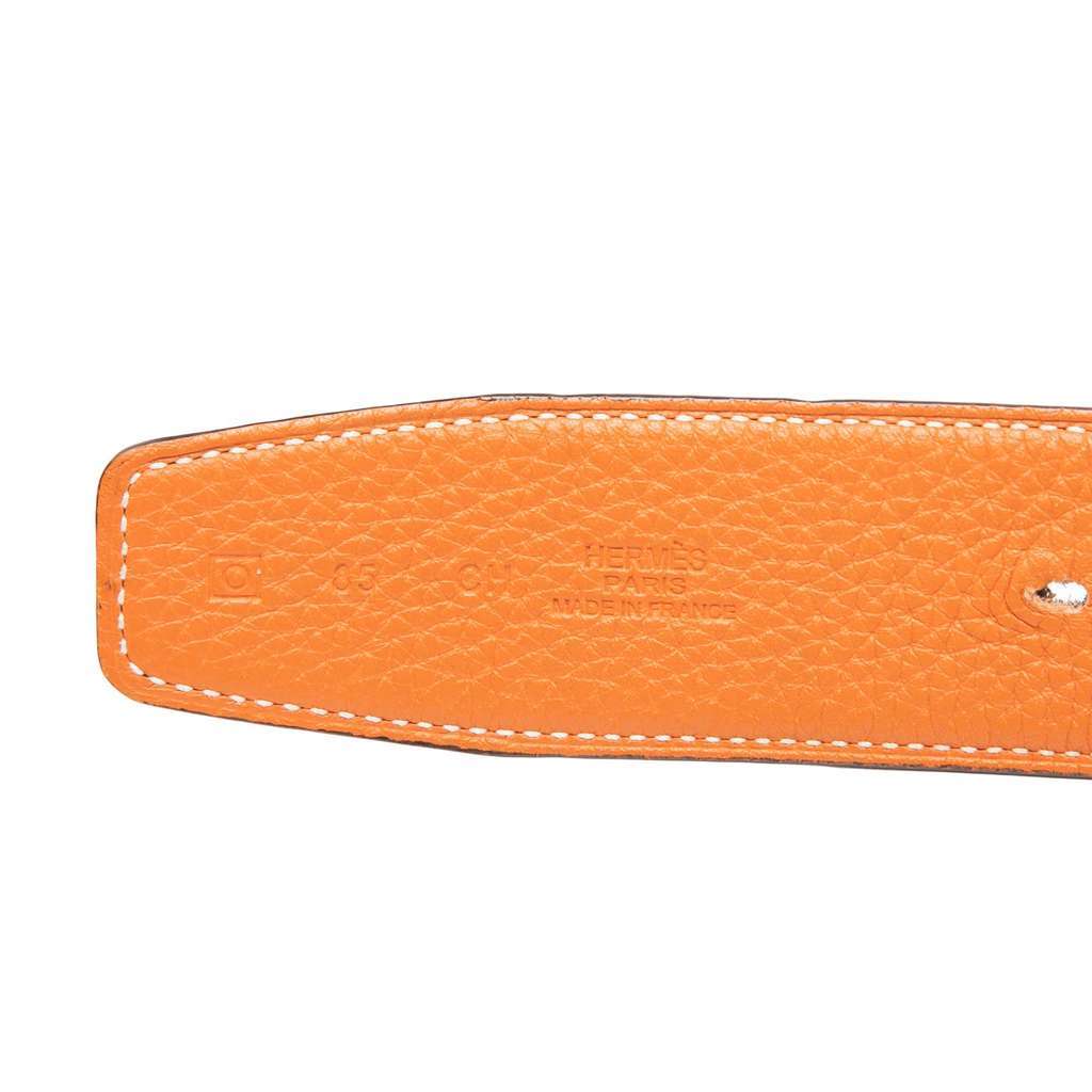 Hermès Box Calf and Togo Constance H Reversible Belt Black Leather Good condition - Box View