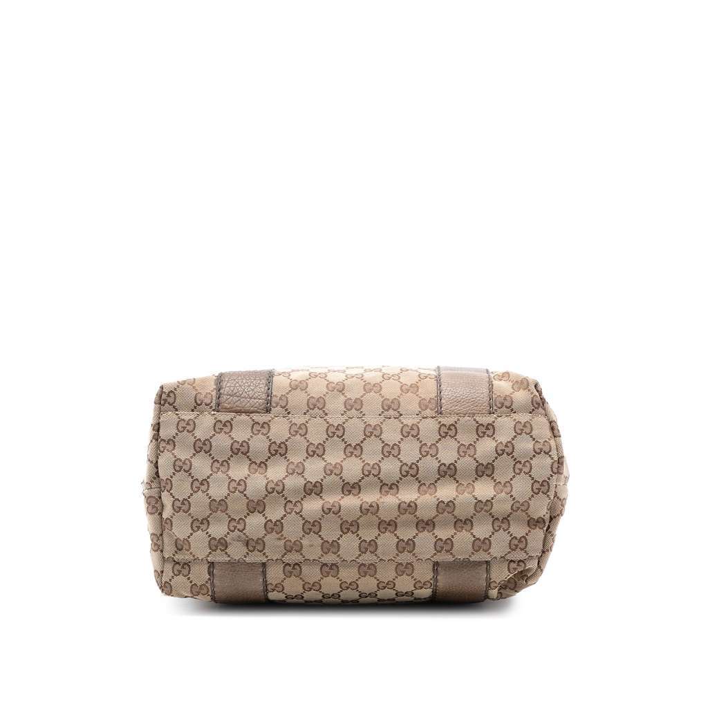 Gucci Large GG Canvas Bamboo Libeccio Tote Brown Canvas Good - Inside View