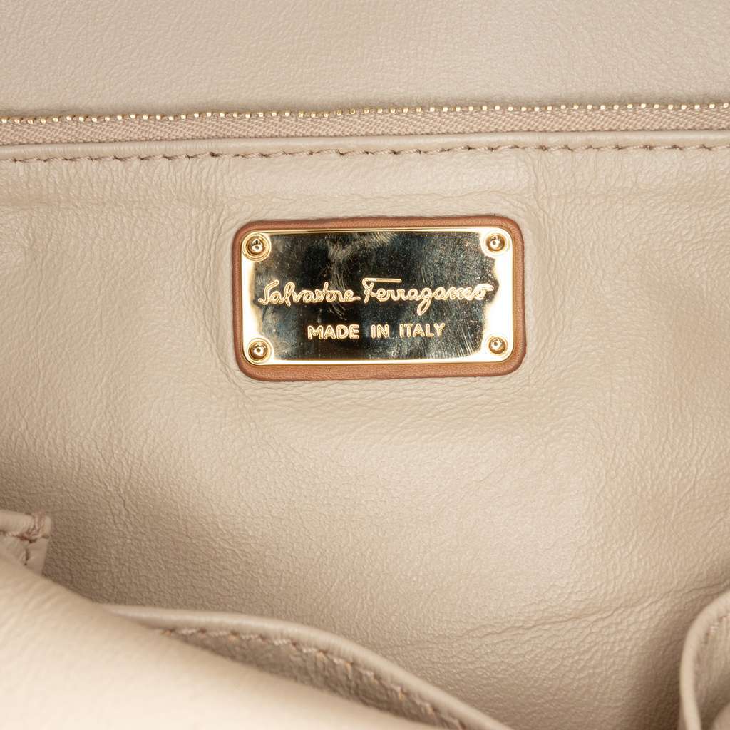 Salvatore Ferragamo Leather Gancini Sookie Tote Brown Leather Good - Box View