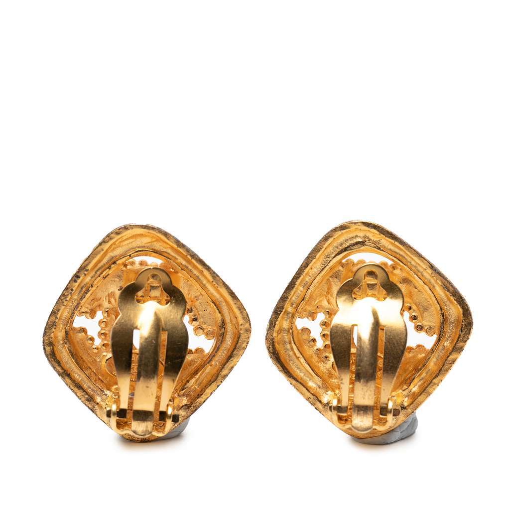 Chanel CC Gold Plated Clip On Earrings Gold Metal Very good - Back View