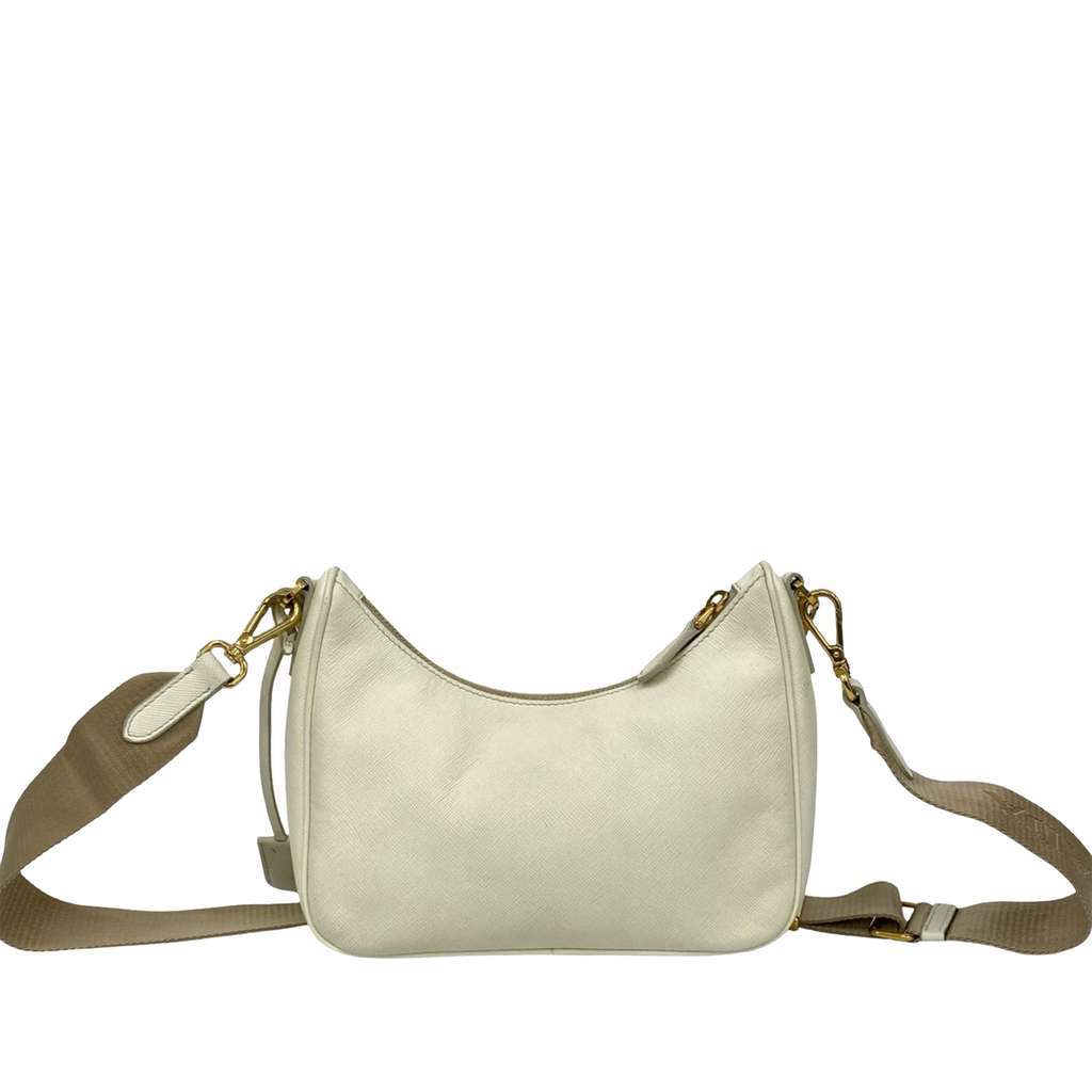Prada Saffiano Re-Edition 2005 Satchel White Leather Very good condition - Back View