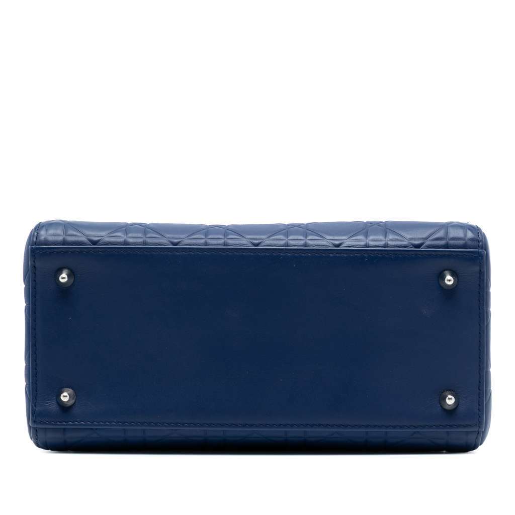 Dior Medium Ultra Matte Calfskin Cannage Embossed Lady Dior Blue Leather Very good - Inside View