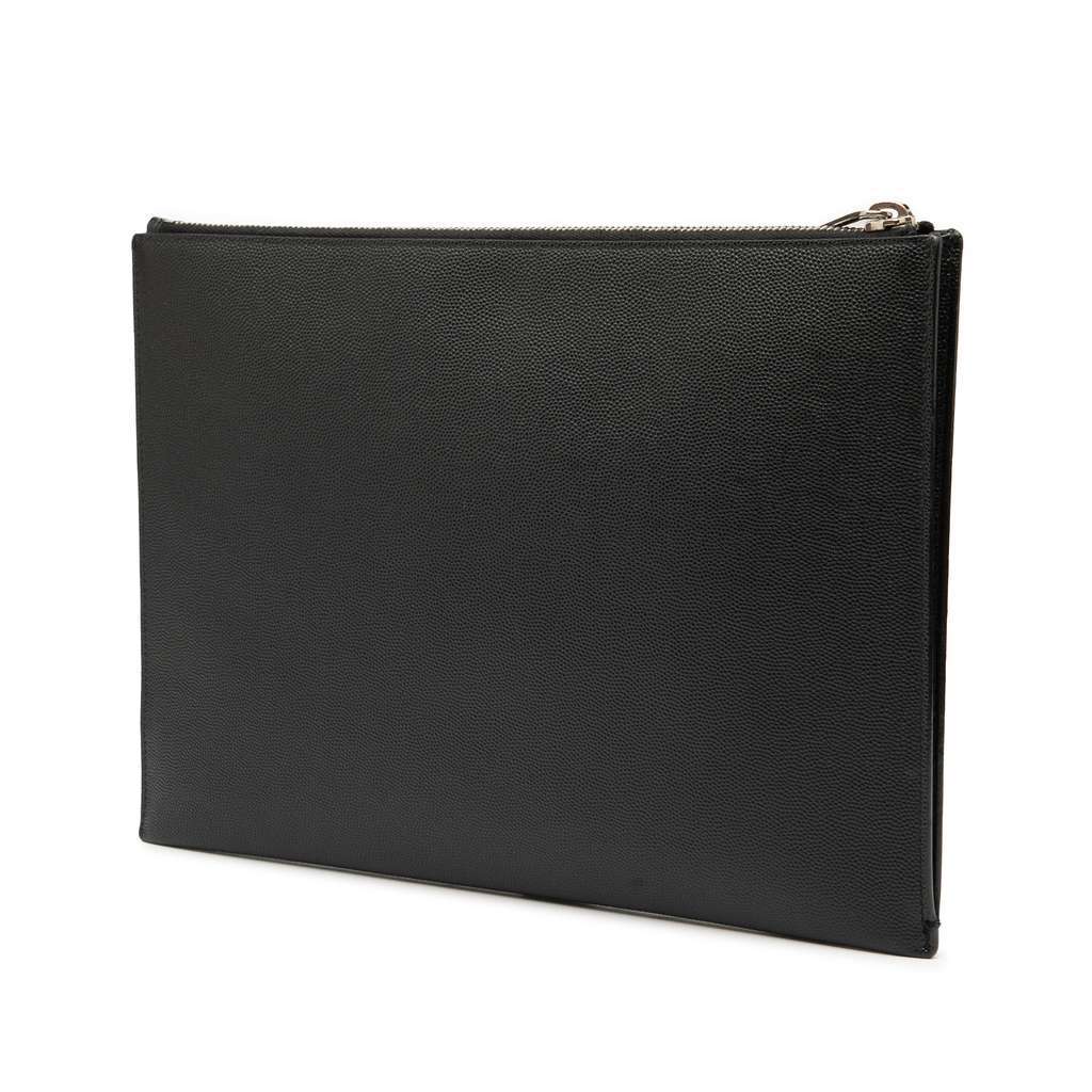 Saint Laurent Grain De Poudre Zipped Tablet Holder Black Leather Good - Back View