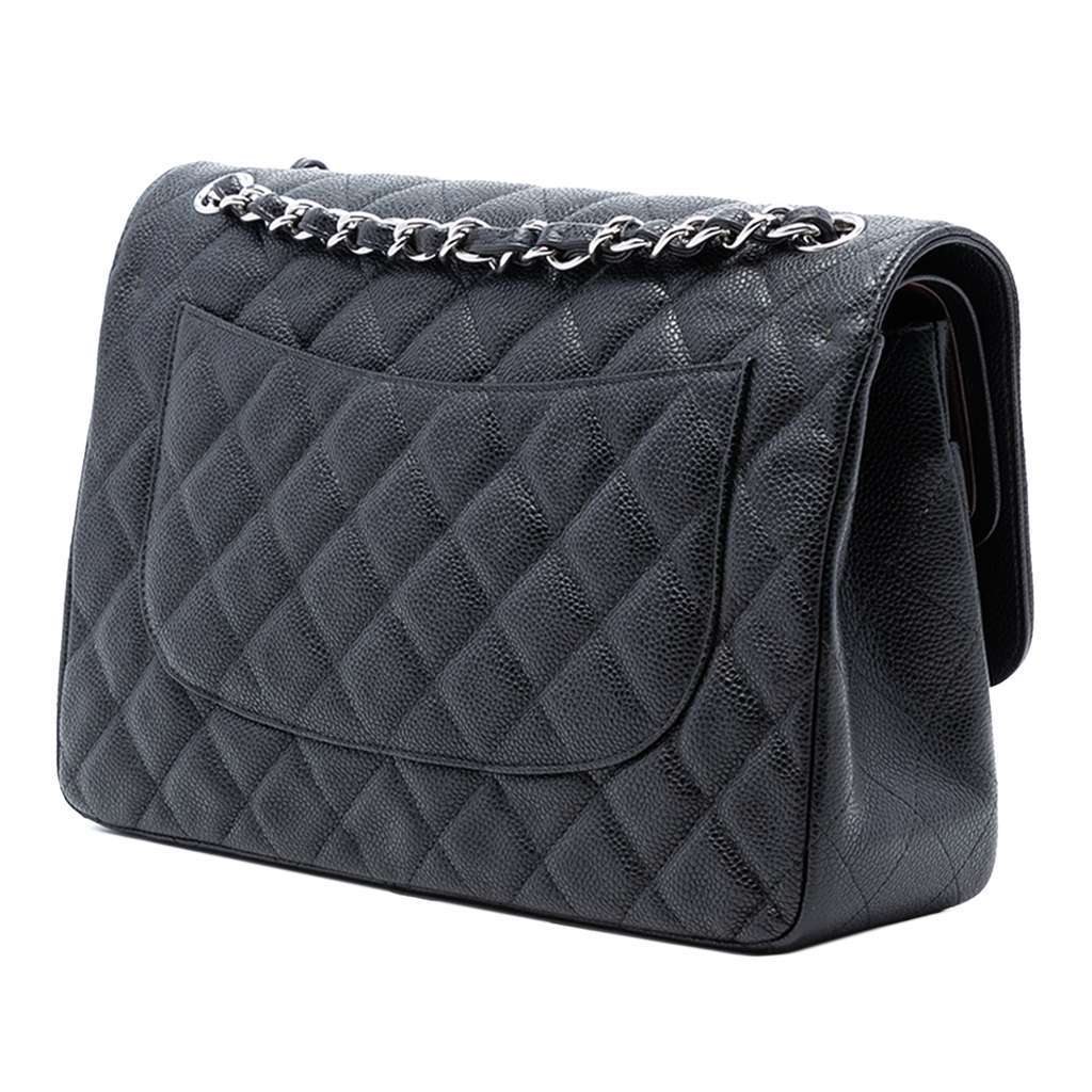Chanel Jumbo Classic Caviar Double Flap Black Leather Very good condition - Back View