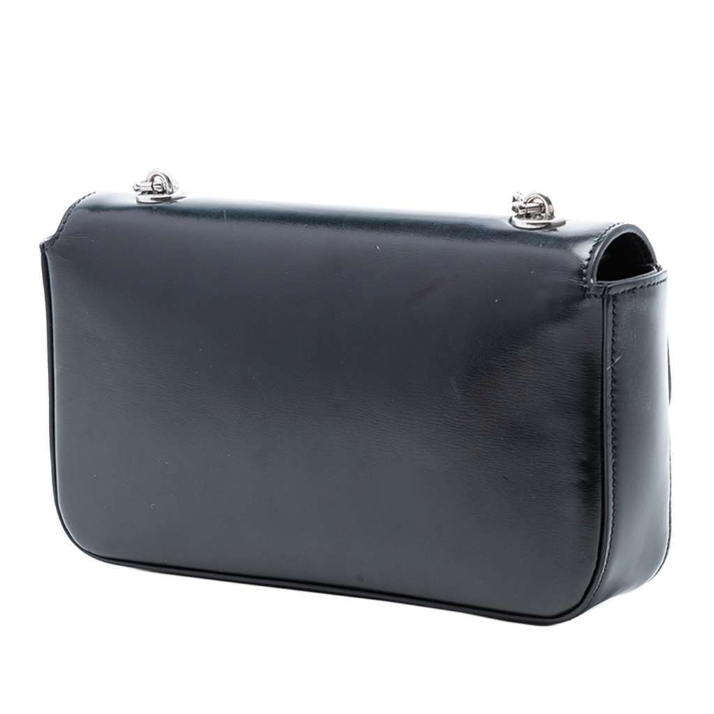 Celine Shiny Calfskin Triomphe Chain Box Shoulder Bag Black Leather Very good condition - Back View