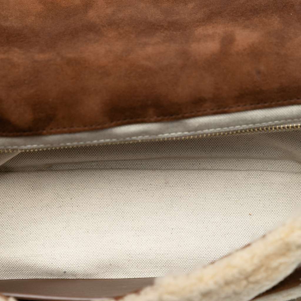 Saint Laurent Medium Suede and Shearling Patchwork Jamie Shoulder Bag Brown Leather Very good - Model View