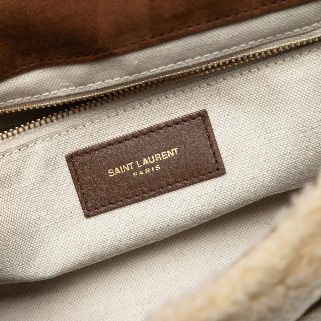 Saint Laurent Medium Suede and Shearling Patchwork Jamie Shoulder Bag Brown Leather Very good - Box View