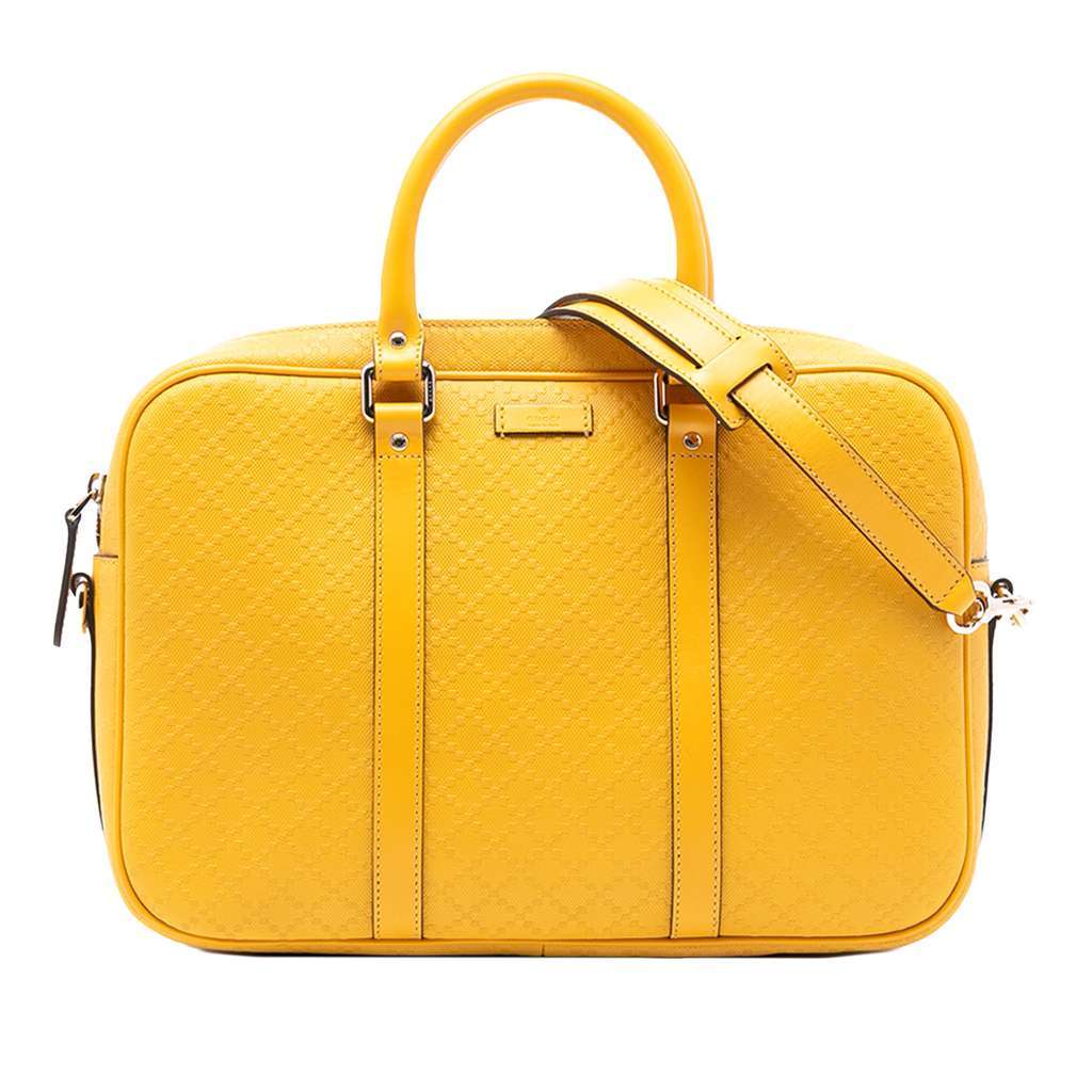 Gucci Medium Leather Diamante Bright Business Bag Yellow Leather Very good - Front View