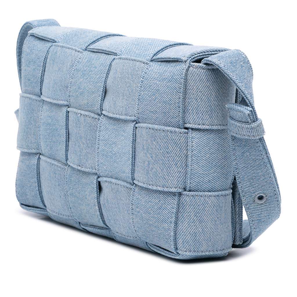 Bottega Veneta Denim Intrecciato Cassette Crossbody Blue Denim Very good condition - Back View