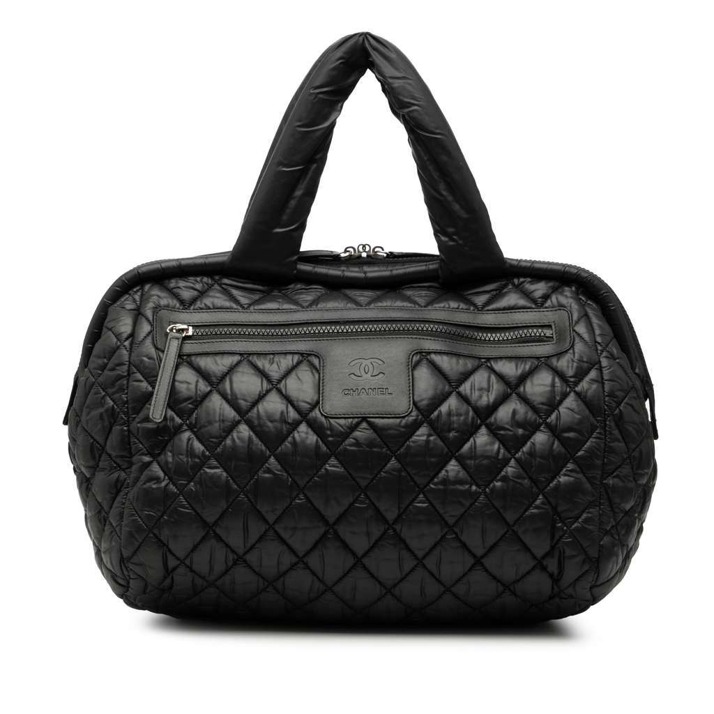 Chanel Quilted Nylon Coco Cocoon Bowling Bag Black Very good - Front View