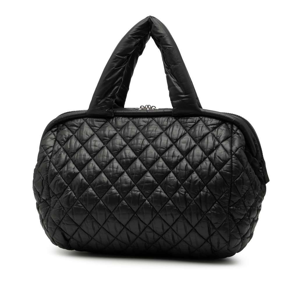 Chanel Quilted Nylon Coco Cocoon Bowling Bag Black Very good - Back View