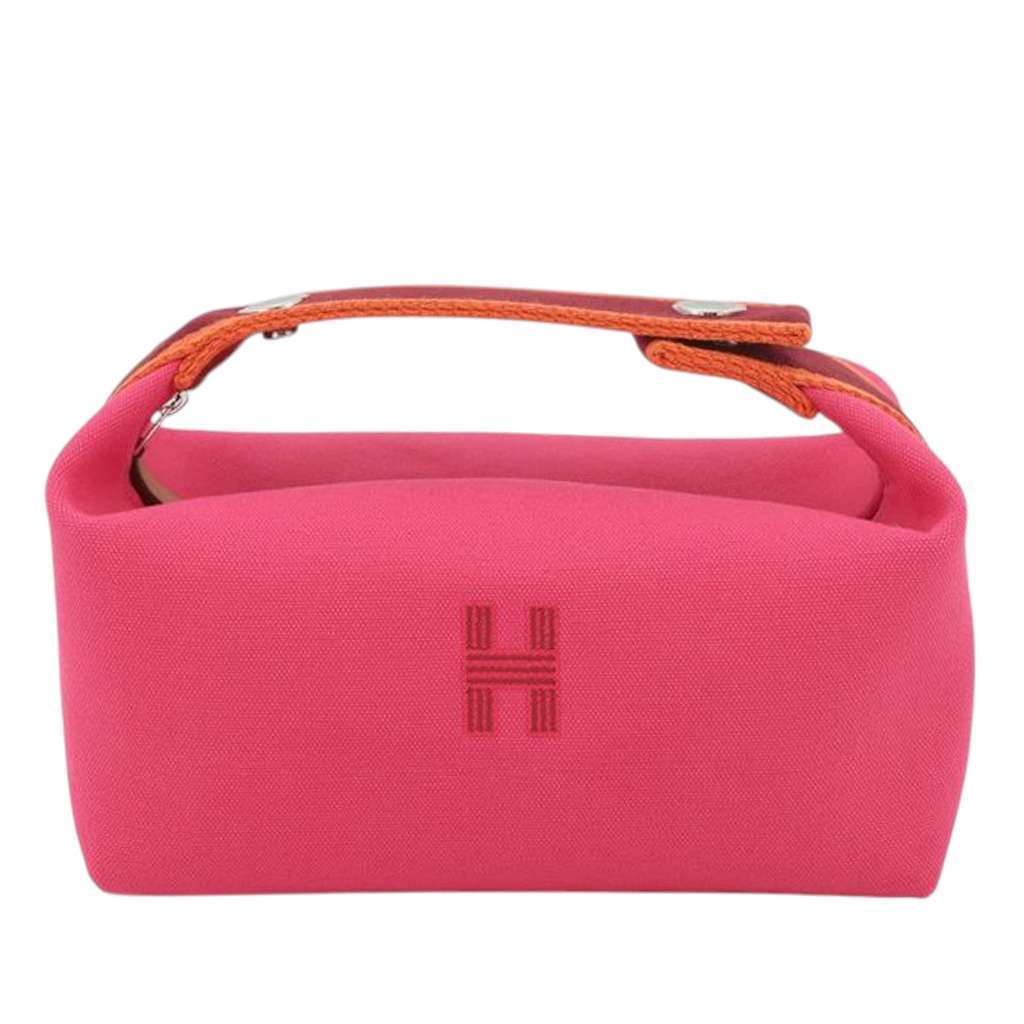 Hermès Small Toile Bride A Brac Case Pink Canvas Good condition - Front View
