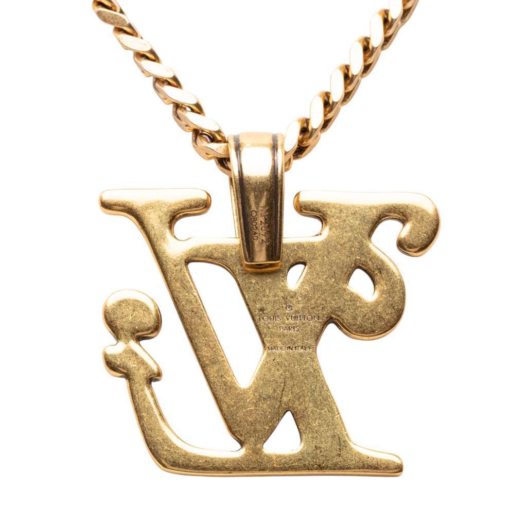 Louis Vuitton Nigo Gold Plated Squared Logo Pendant Necklace Gold Metal Very good condition - Inside View