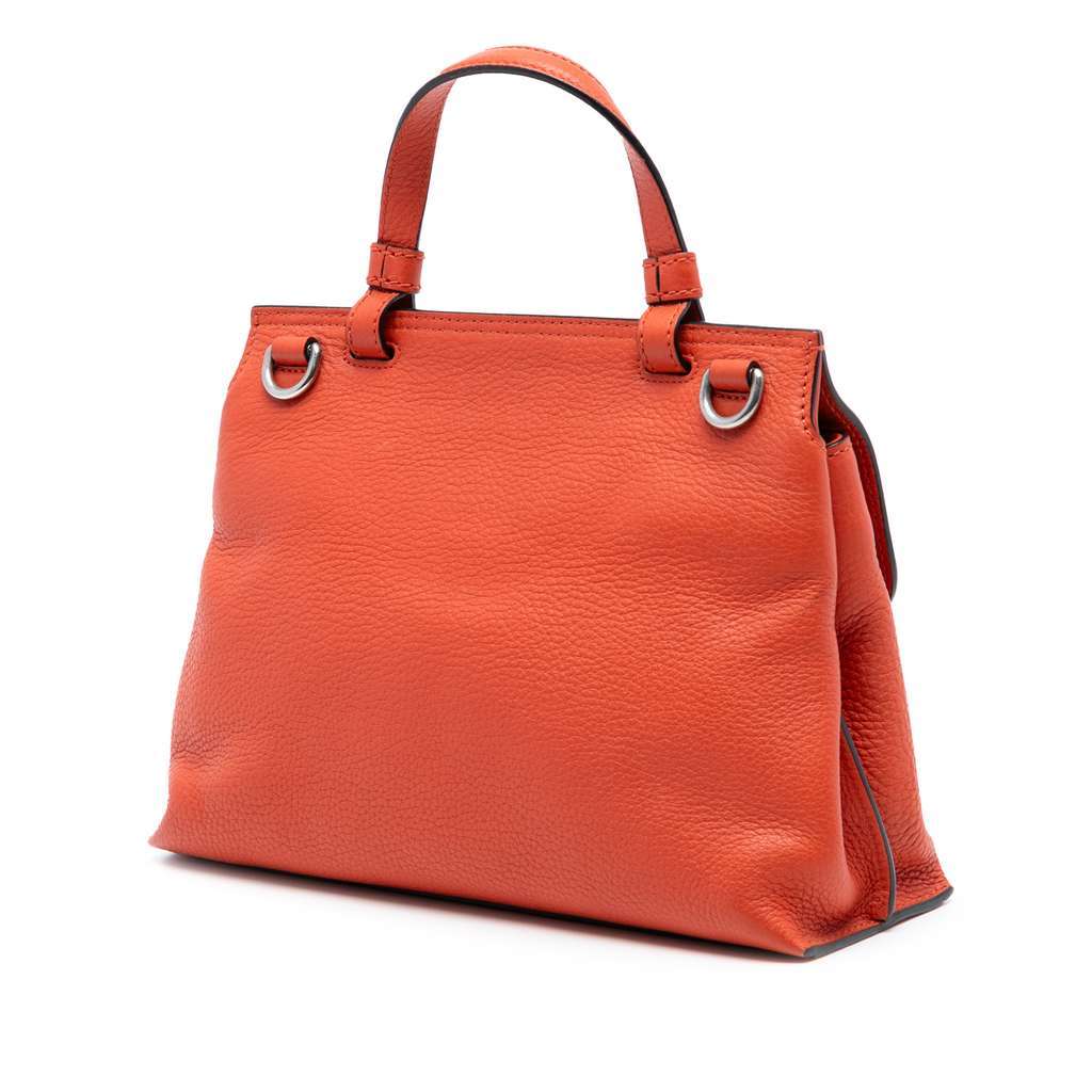 Gucci Small Leather Bamboo Daily Satchel Orange Leather Very good - Back View