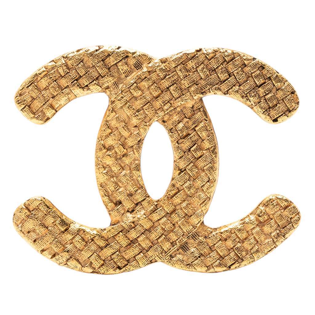 Chanel CC Gold Plated Woven Brooch Gold Metal Very good condition - Front View